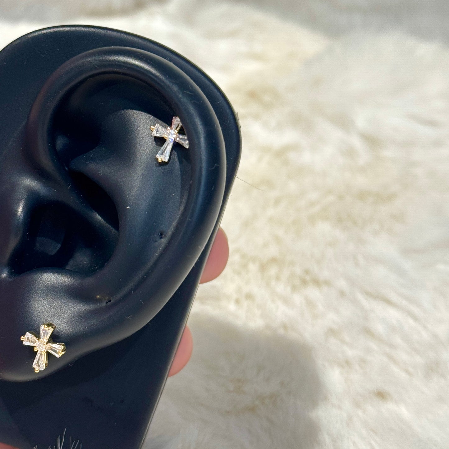 Crystal Cross Mini Stud
